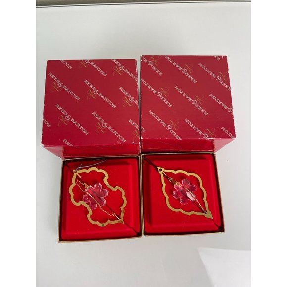 Set of 2 Reed & Barton Gold & Crystal Christmas Tree Ornaments - Picture 4 of 12